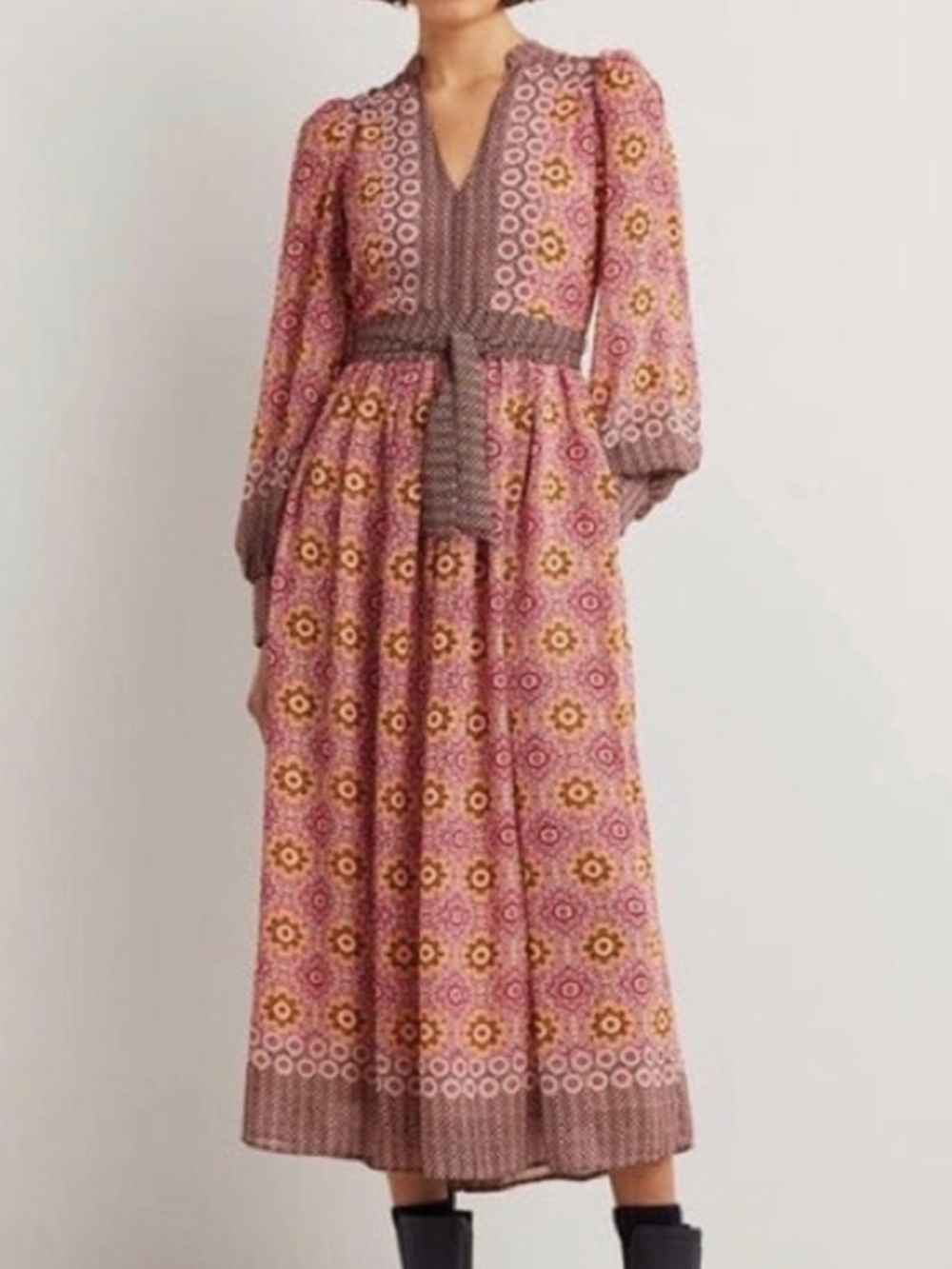 Boden Women’s Pink Printed Long Sleeve Maxi Dress